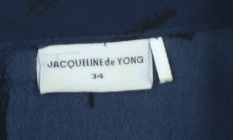 Jacqueline de Yong Women's Blue High Neck Short Sleeve Blouse Size 8