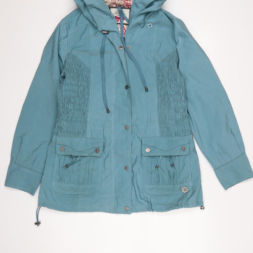 Paco Boutique Women Blue Hooded Anorak Jacket Size M