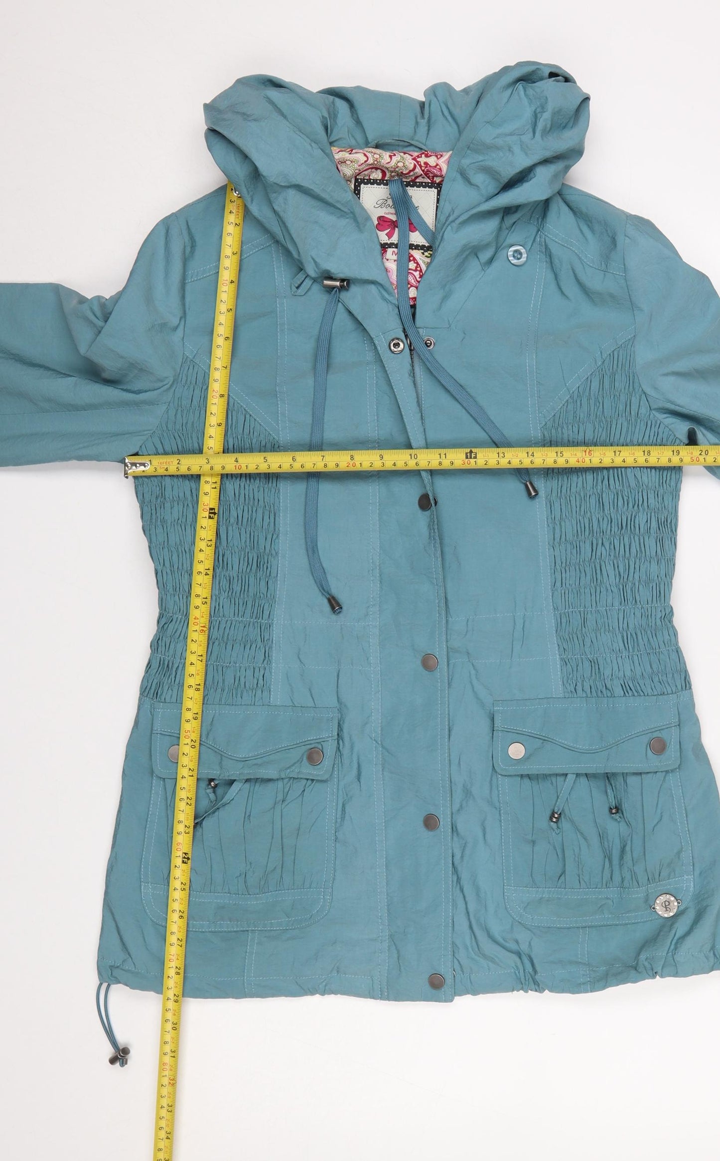 Paco Boutique Women Blue Hooded Anorak Jacket Size M