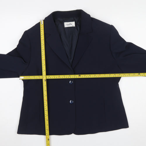 Traffic Women Navy Blue Size 16 Classic Single-Breasted Blazer