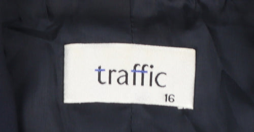 Traffic Women Navy Blue Size 16 Classic Single-Breasted Blazer