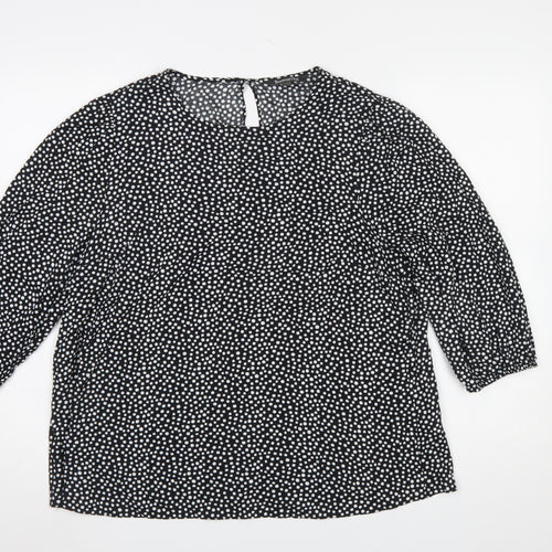 Bonmarché Women’s Black Polka Dot 3/4 Sleeve Viscose Blouse Size 12