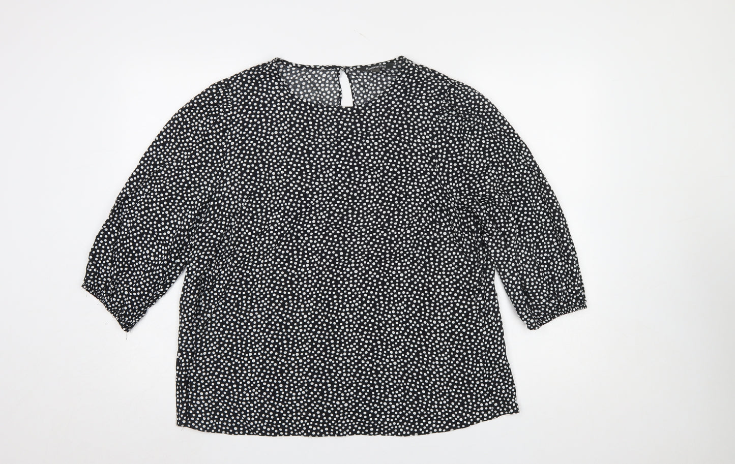 Bonmarché Women’s Black Polka Dot 3/4 Sleeve Viscose Blouse Size 12
