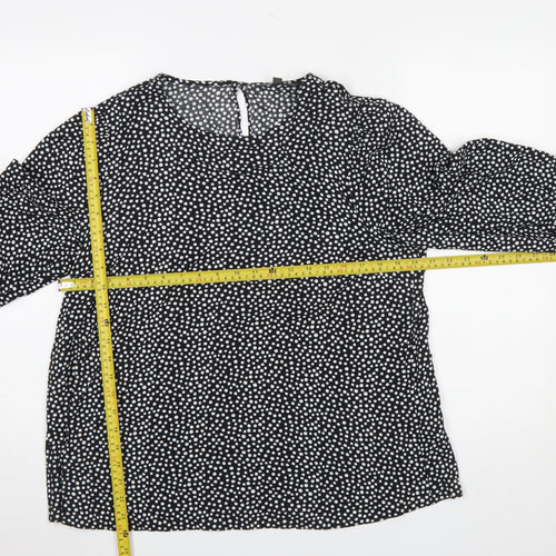 Bonmarché Women’s Black Polka Dot 3/4 Sleeve Viscose Blouse Size 12