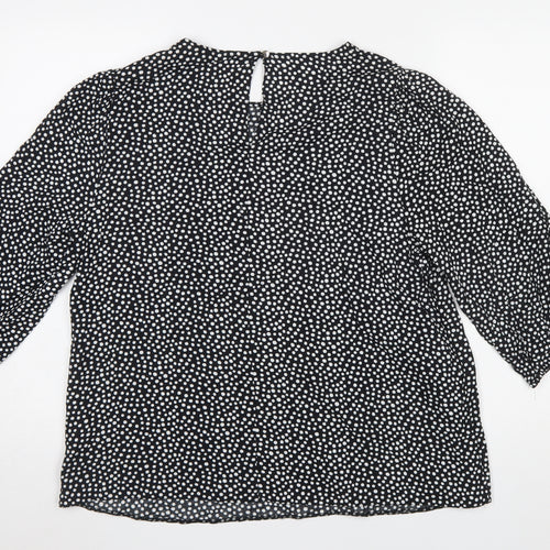 Bonmarché Women’s Black Polka Dot 3/4 Sleeve Viscose Blouse Size 12