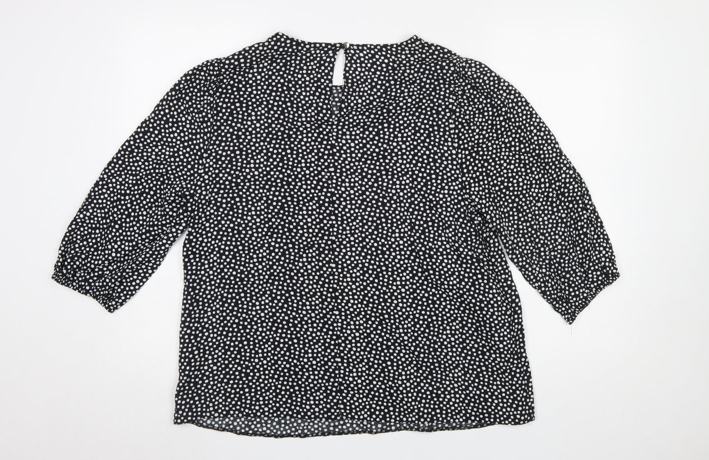 Bonmarché Women’s Black Polka Dot 3/4 Sleeve Viscose Blouse Size 12
