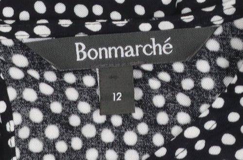 Bonmarché Women’s Black Polka Dot 3/4 Sleeve Viscose Blouse Size 12