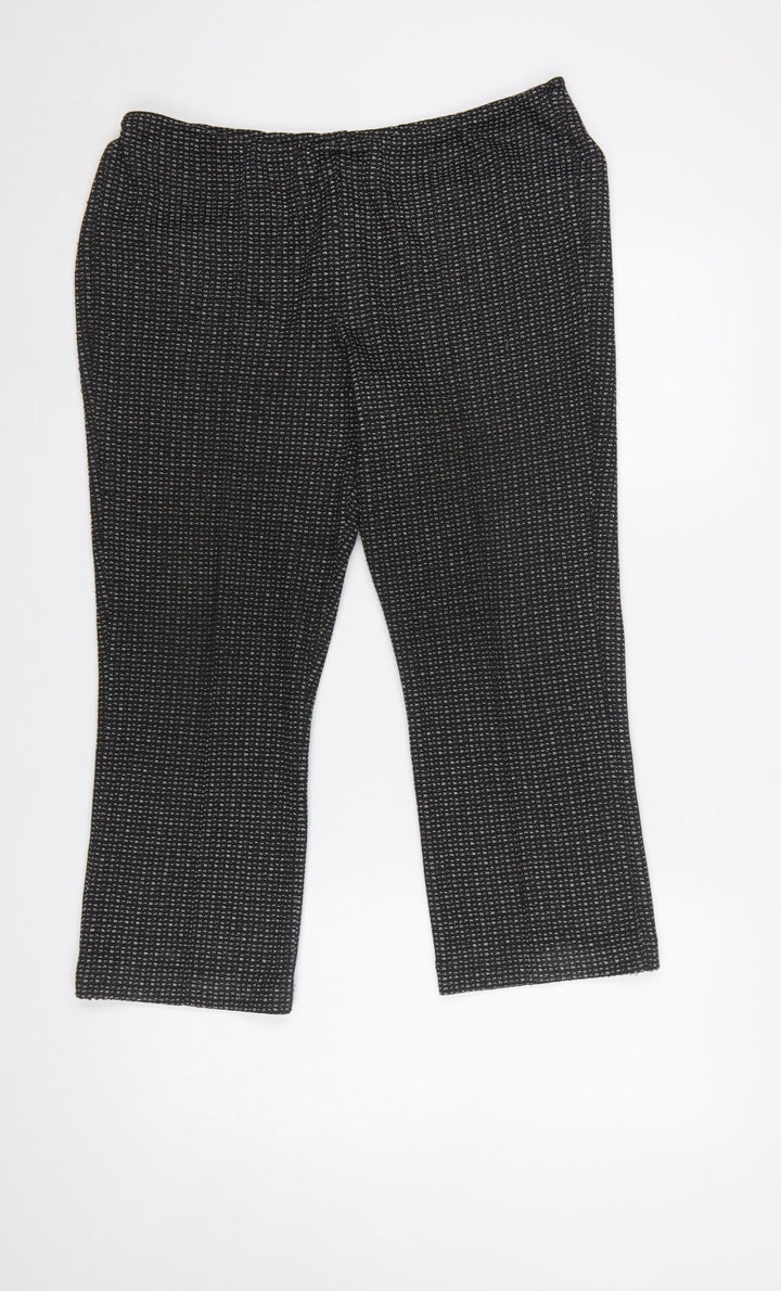 Bonmarché Women’s Black Geometric Knit Pull-On Trousers Size 12