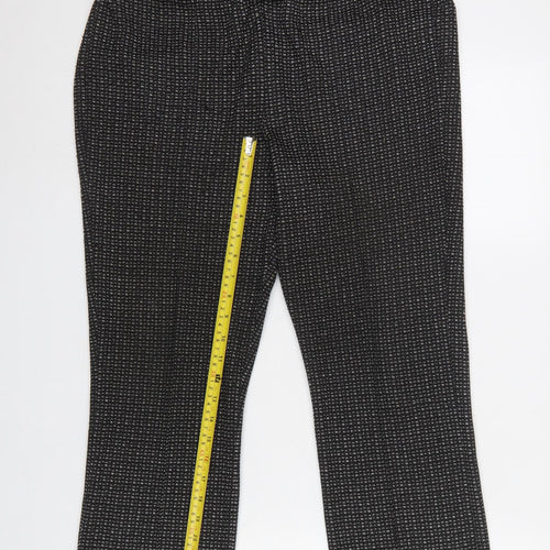 Bonmarché Women’s Black Geometric Knit Pull-On Trousers Size 12