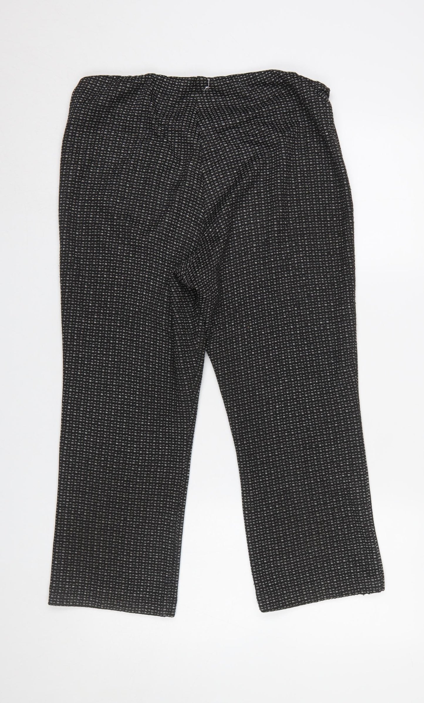 Bonmarché Women’s Black Geometric Knit Pull-On Trousers Size 12