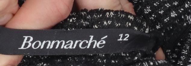 Bonmarché Women’s Black Geometric Knit Pull-On Trousers Size 12