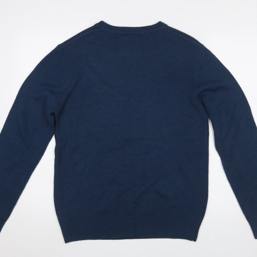 Red Herring Men Blue Medium Christmas Pudding Knit Jumper