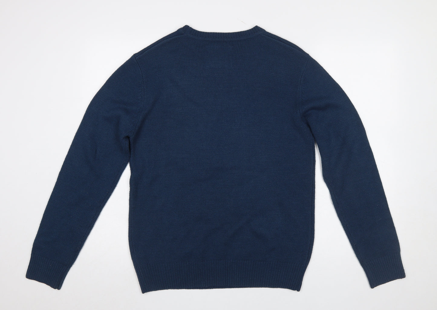 Red Herring Men Blue Medium Christmas Pudding Knit Jumper