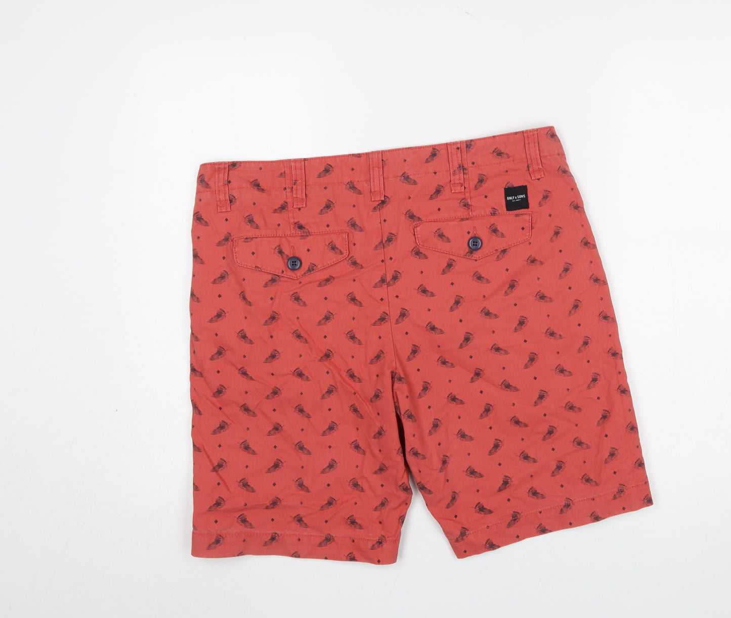 Only & Sons Men’s Red Printed Chino Shorts Size XL 38in