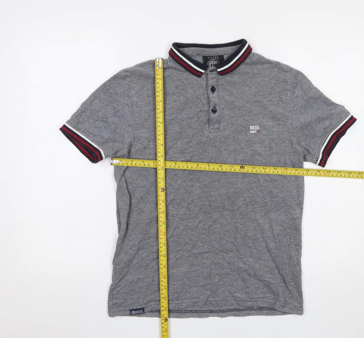 Diesel Sport Men's Grey Small Short Sleeve Polo Shirt