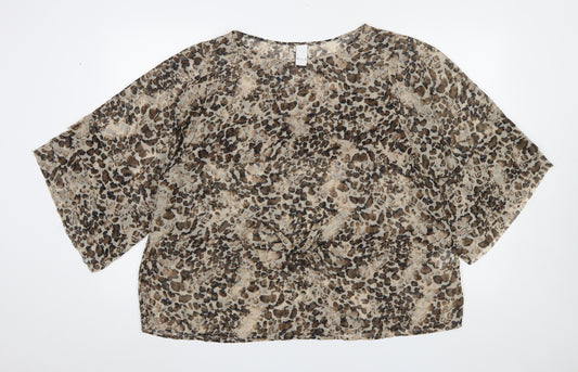 Vila Women’s Brown Animal Print Kimono Blouse Size L