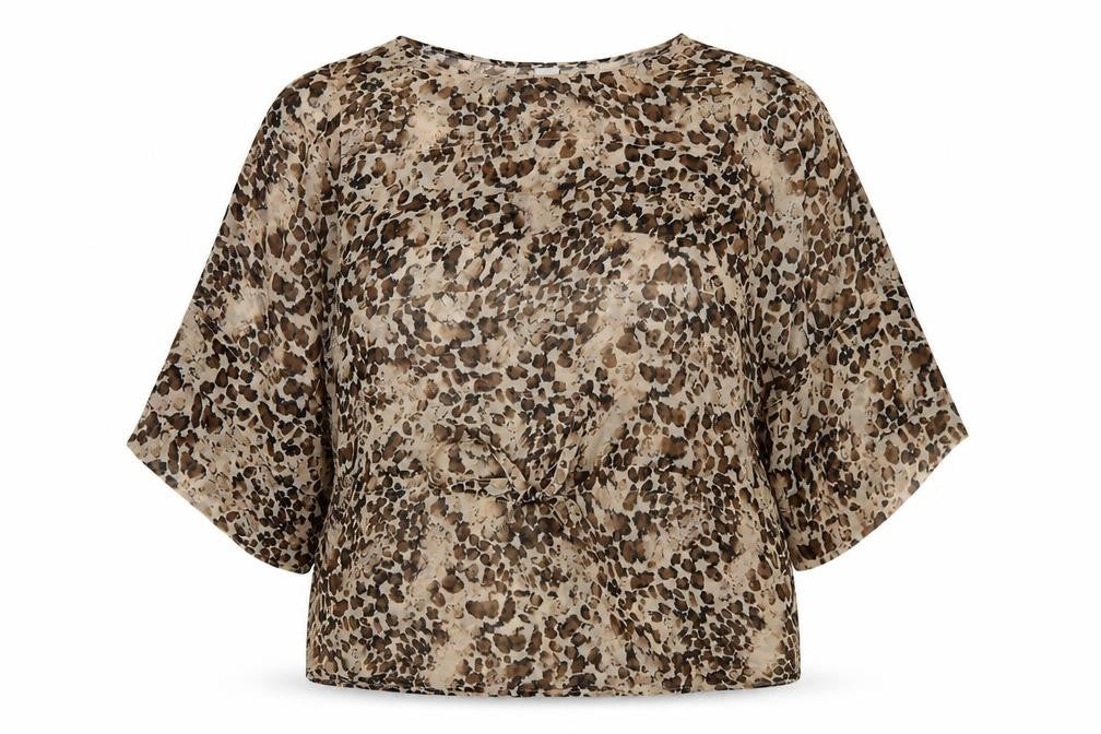 Vila Women’s Brown Animal Print Kimono Blouse Size L