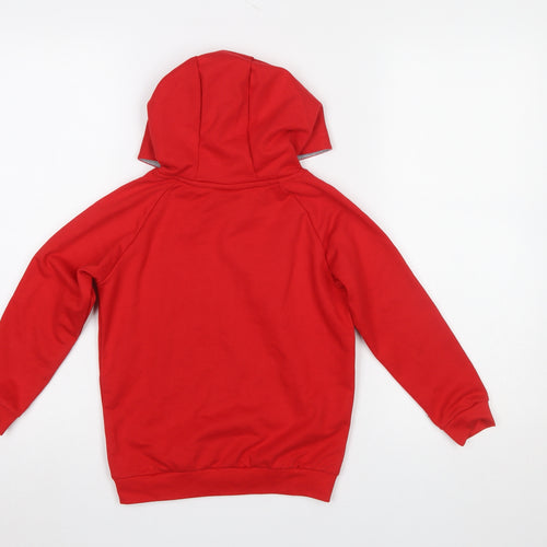 Hummel Boys Red Pullover Hoodie Size 6 Years Cotton Blend Logo Top