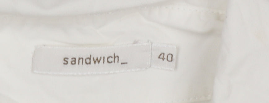 Sandwich Women White Button-Up Blouse Size 12 Cotton Blend