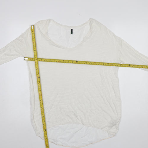 Benetton Womens White Basic Long Sleeve Viscose T-Shirt Size M