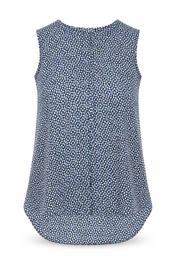 H&M Women's Blue Floral V-Neck Sleeveless Tunic Blouse Size 10
