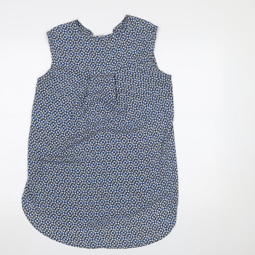 H&M Women's Blue Floral V-Neck Sleeveless Tunic Blouse Size 10