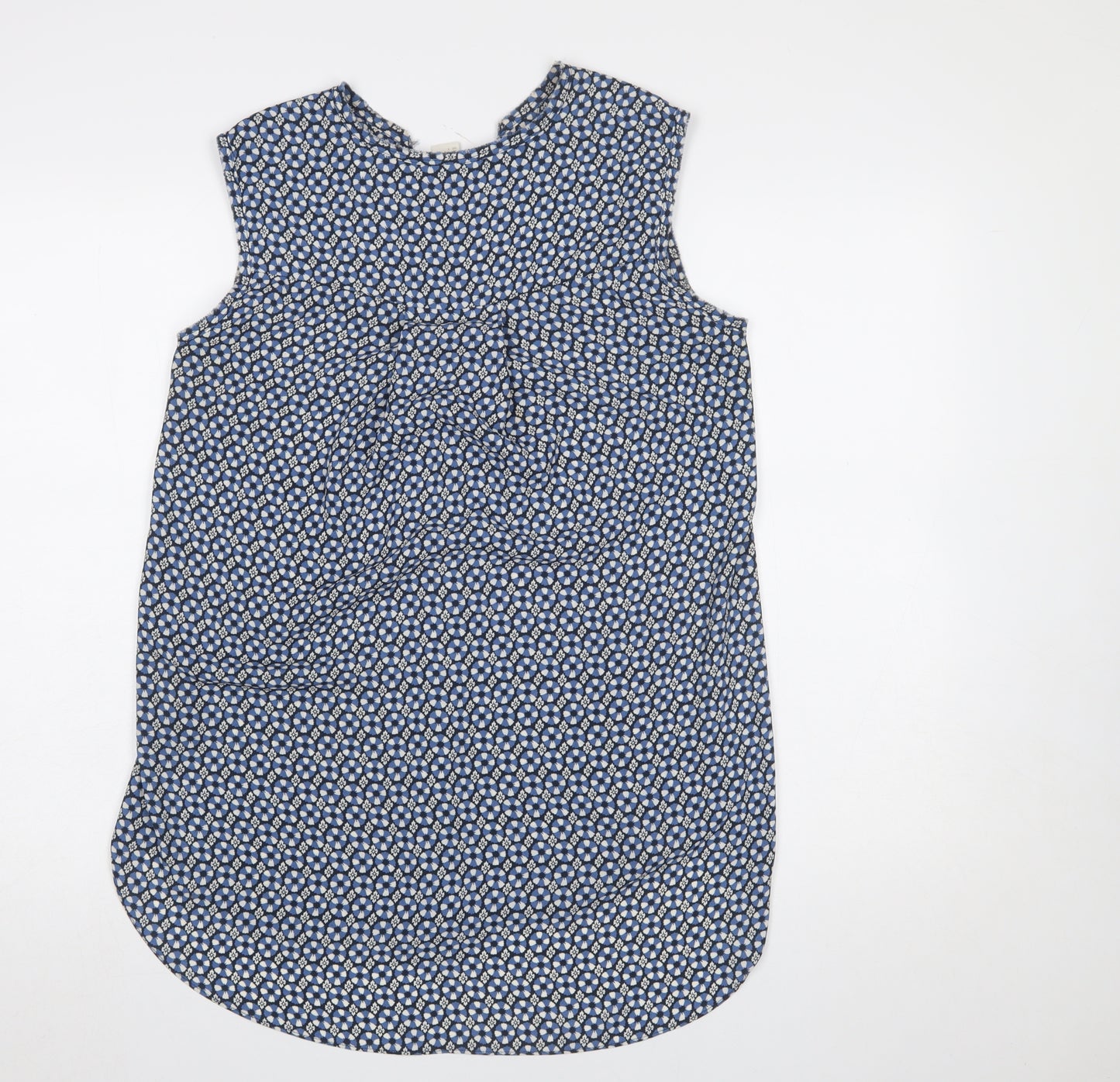 H&M Women's Blue Floral V-Neck Sleeveless Tunic Blouse Size 10