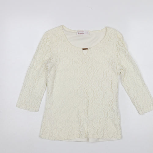 Dunnes Stores Signature Women Ivory Lace 3/4 Sleeve Blouse UK 8