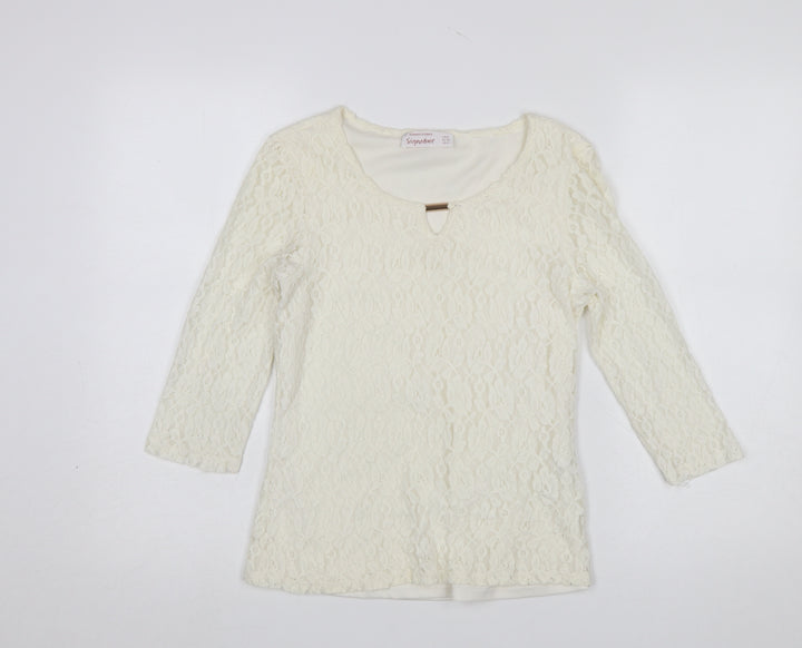 Dunnes Stores Signature Women Ivory Lace 3/4 Sleeve Blouse UK 8