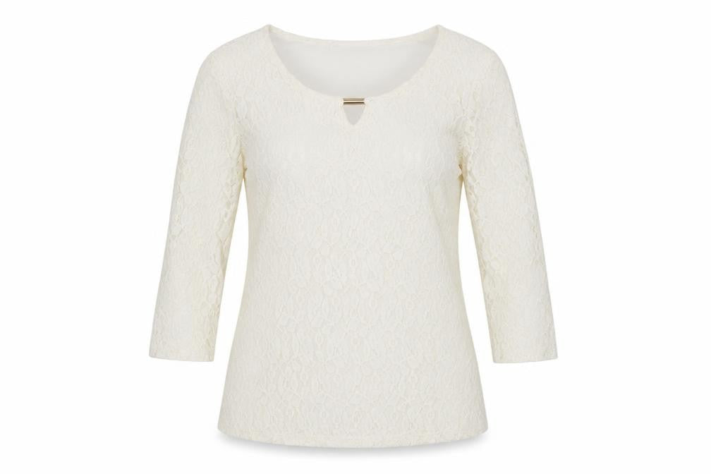 Dunnes Stores Signature Women Ivory Lace 3/4 Sleeve Blouse UK 8