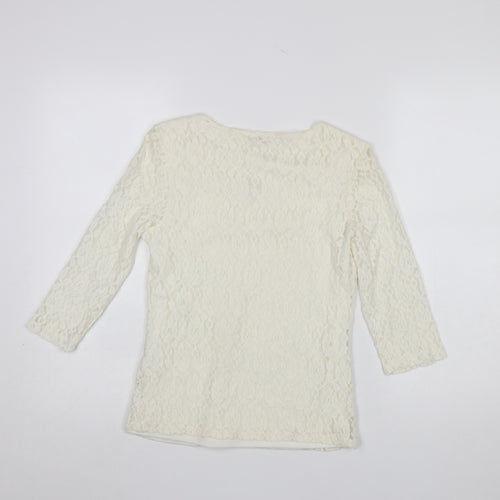 Dunnes Stores Signature Women Ivory Lace 3/4 Sleeve Blouse UK 8