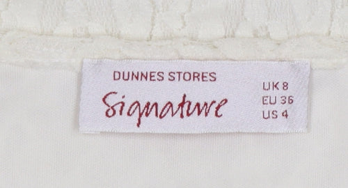 Dunnes Stores Signature Women Ivory Lace 3/4 Sleeve Blouse UK 8