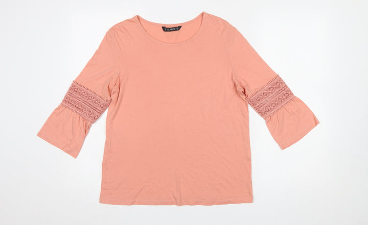 Dunnes Women’s Pink Crochet Bell Sleeve Tunic T-Shirt Size 10