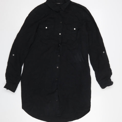 Vero Moda Women Black Shirt Dress Small Long Sleeve Lyocell