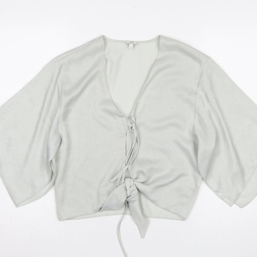 River Island Women Grey Wrap Kimono Blouse Size 8 Polyester