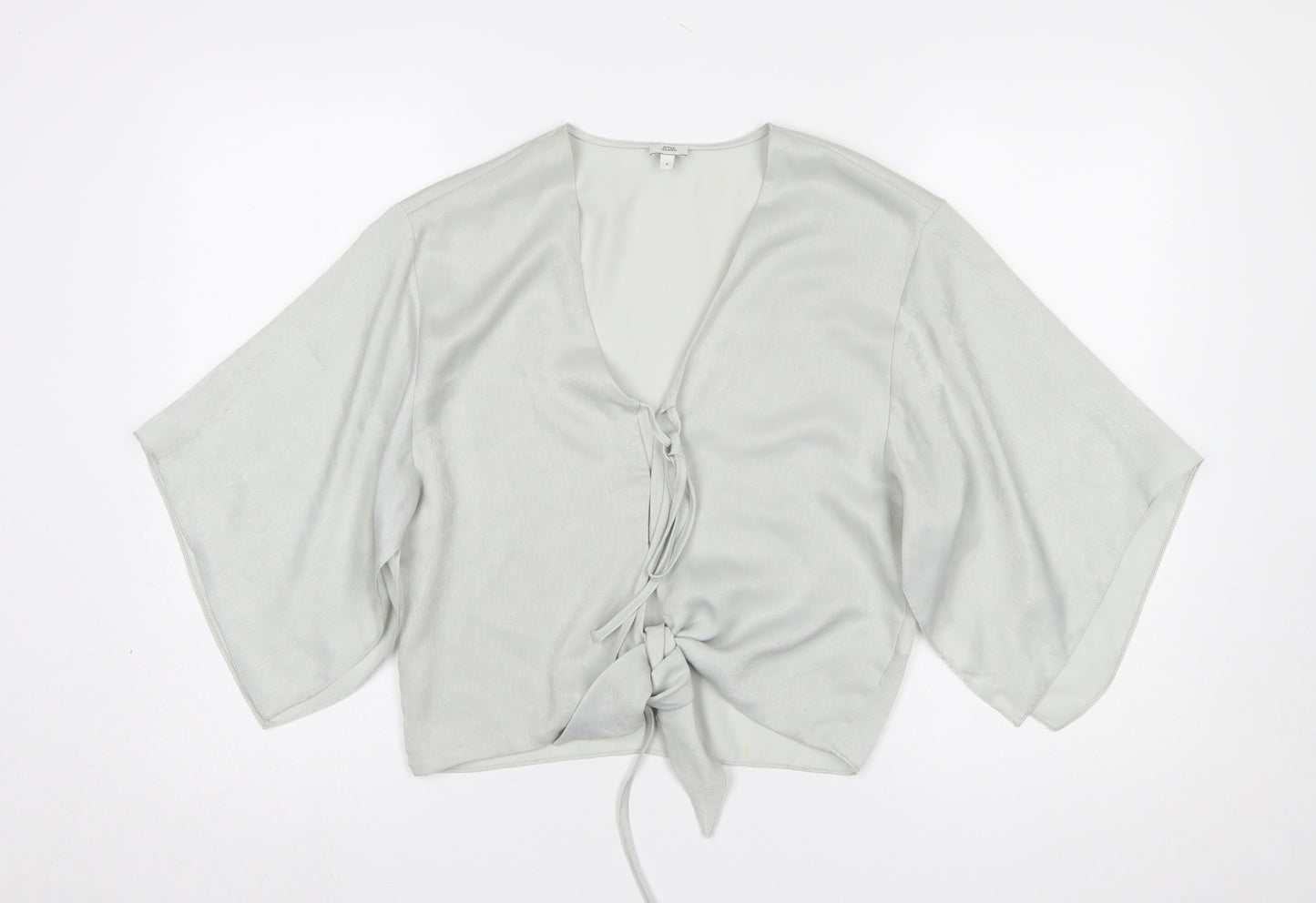 River Island Women Grey Wrap Kimono Blouse Size 8 Polyester