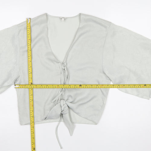 River Island Women Grey Wrap Kimono Blouse Size 8 Polyester