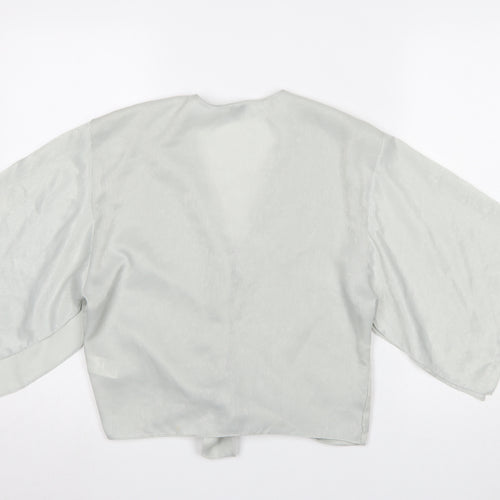 River Island Women Grey Wrap Kimono Blouse Size 8 Polyester