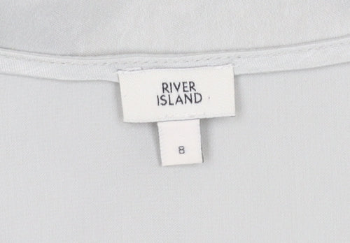 River Island Women Grey Wrap Kimono Blouse Size 8 Polyester