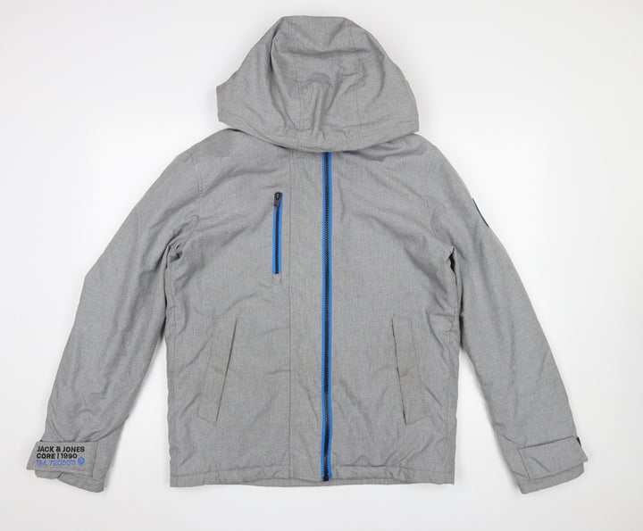 Jack & Jones Men's Grey Hooded Windbreaker Jacket Size M