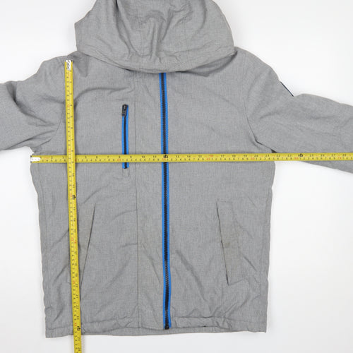 Jack & Jones Men's Grey Hooded Windbreaker Jacket Size M