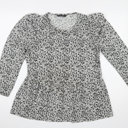 Dunnes Stores Women’s Black Floral Long Sleeve Tunic Blouse Size 12