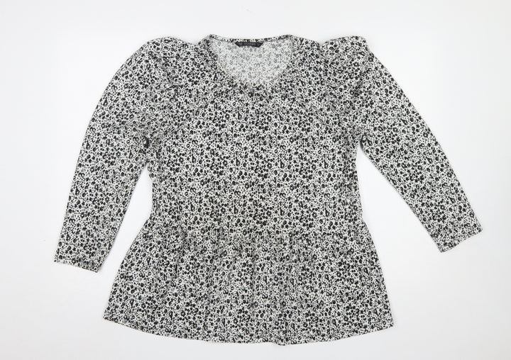 Dunnes Stores Women’s Black Floral Long Sleeve Tunic Blouse Size 12