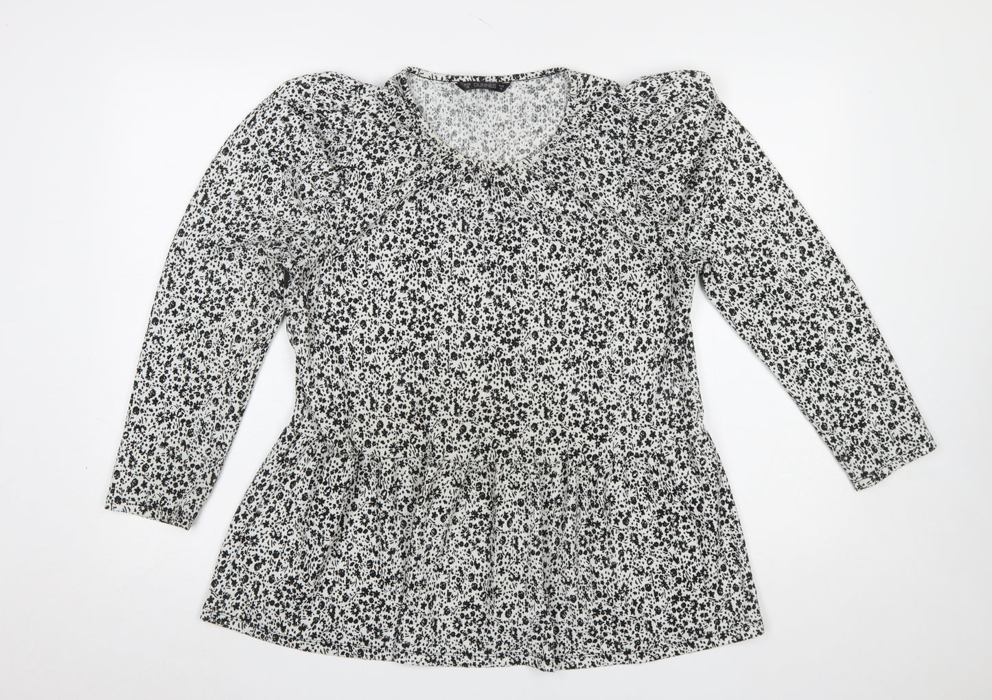 Dunnes Stores Women’s Black Floral Long Sleeve Tunic Blouse Size 12