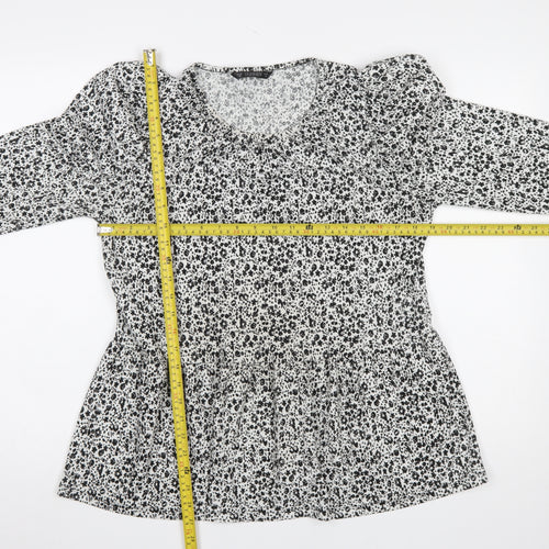 Dunnes Stores Women’s Black Floral Long Sleeve Tunic Blouse Size 12