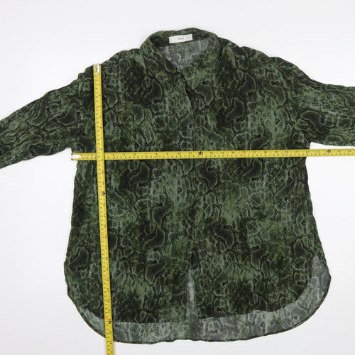 MNG Women’s Green Animal Print Button-Up Shirt Size 14