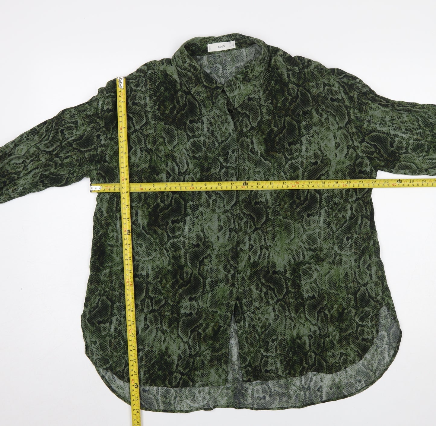 MNG Women’s Green Animal Print Button-Up Shirt Size 14