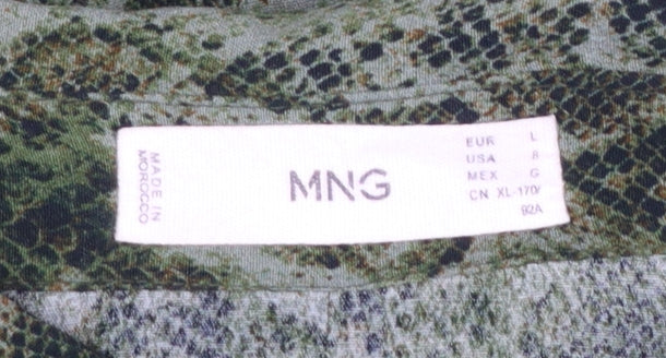 MNG Women’s Green Animal Print Button-Up Shirt Size 14
