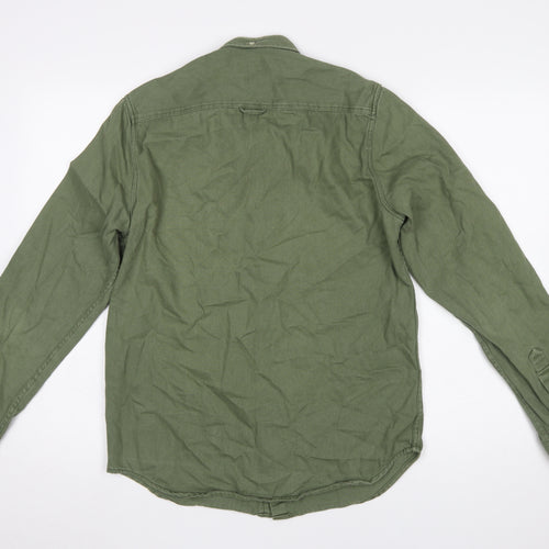 Zara Men’s Green Slim Fit Button-Down Long Sleeve Casual Shirt Size S