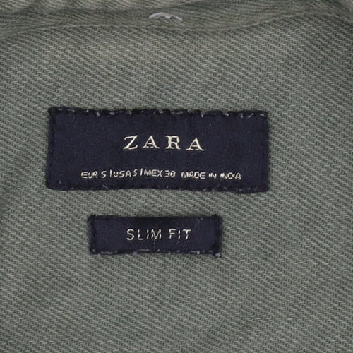 Zara Men’s Green Slim Fit Button-Down Long Sleeve Casual Shirt Size S